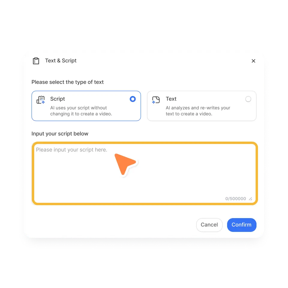 Paste your text into Visla’s text-to-video interface to create engaging social media videos.